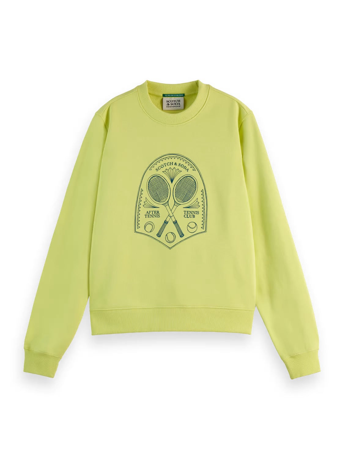 Tennis Artwork Regular Fit Sweatshirt in Tennis Ball Yellow