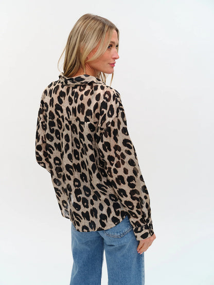 Zuri Top Cheetah Twist Front Blouse
