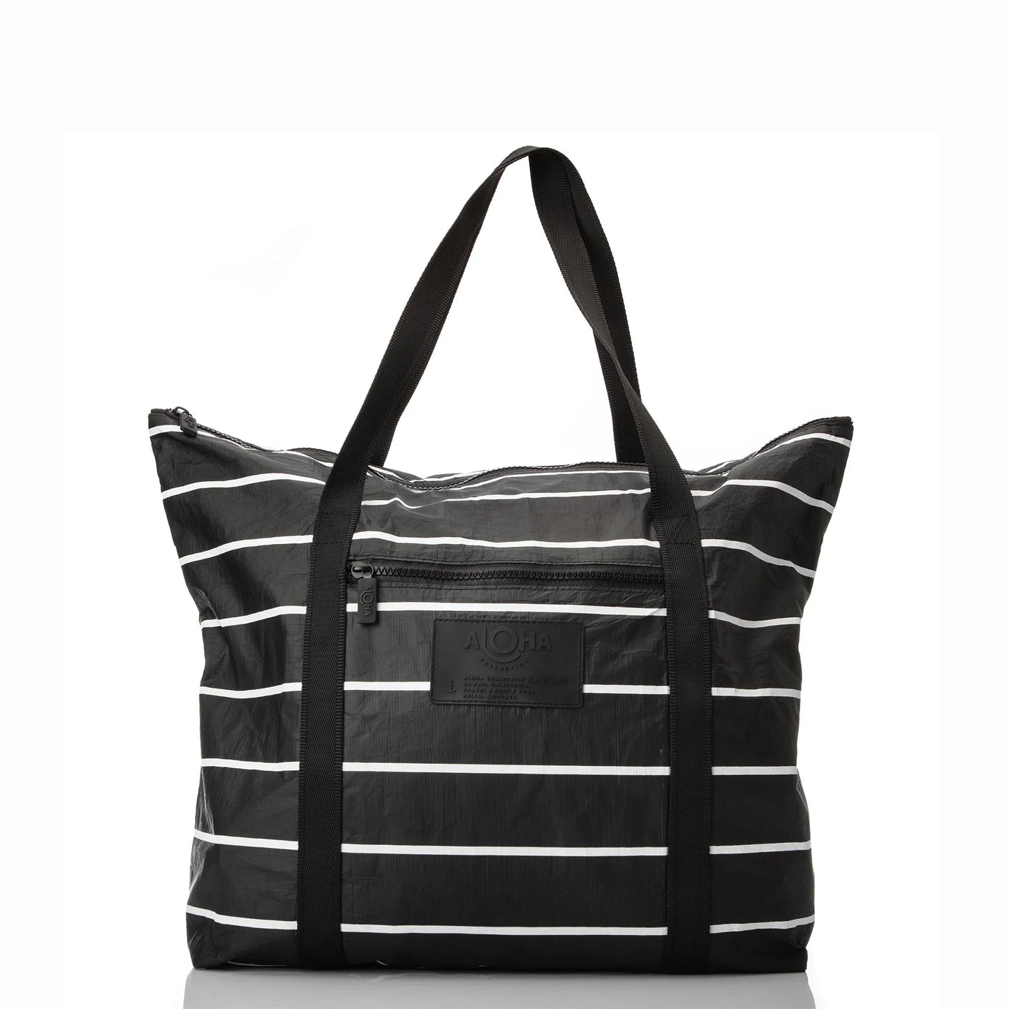 Pinstripe Zipper Tote Black & White by ALOHA